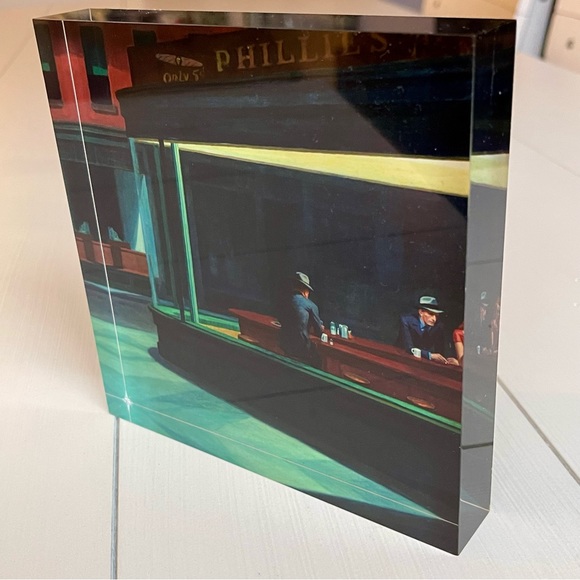 EDWARD HOPPER | NIGHTHAWKS 6" x 6" Square Art, High Gloss Fine Art - Picture 5 of 9